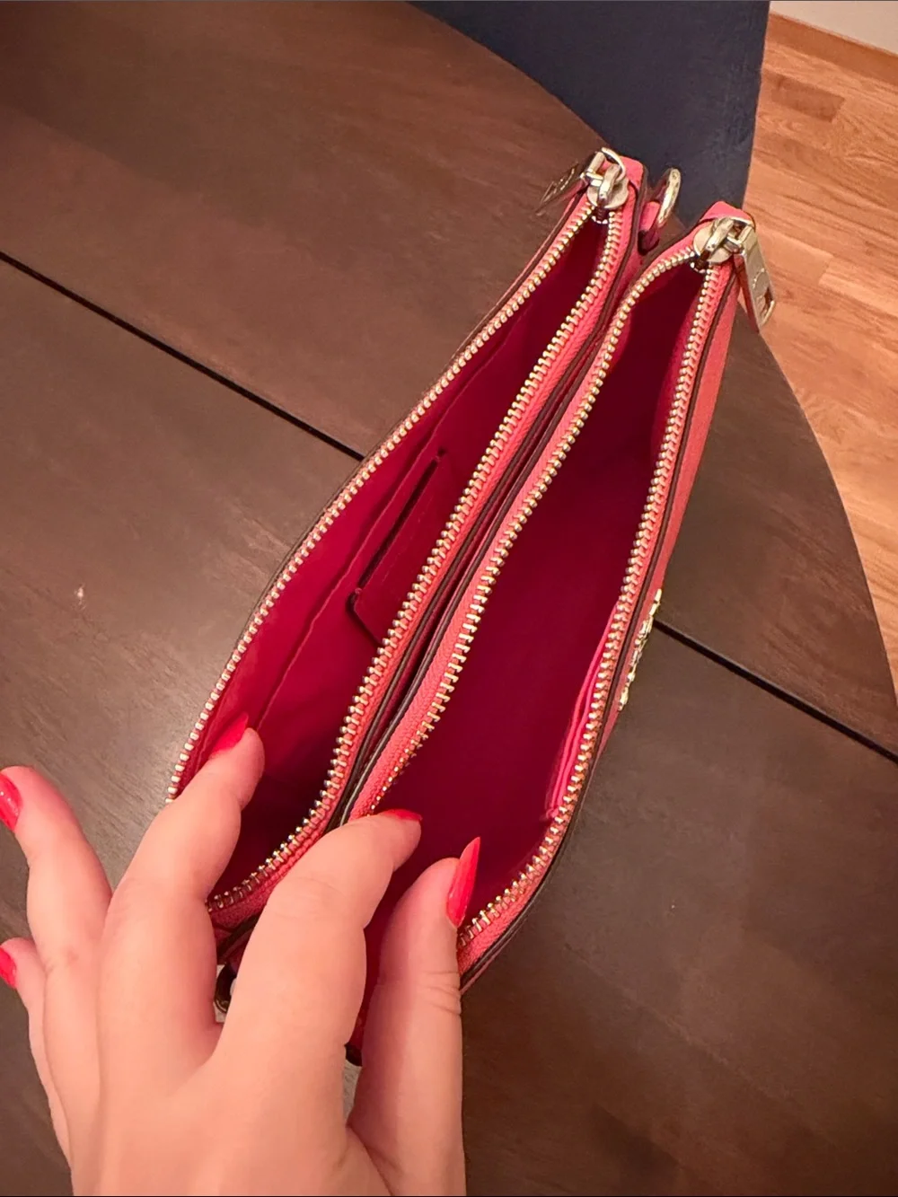 Coach Ombré Red Saffiano Leather Crossbody Clutch